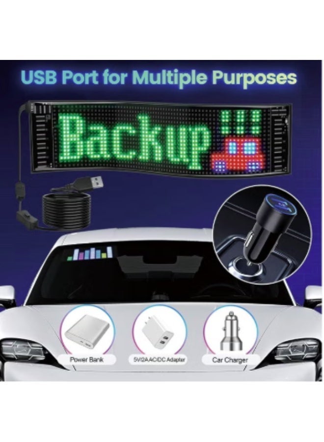 Crony K7 Scrolling Bright Advertising LED Signs, Flexible USB 5V LED Car Sign Bluetooth App Control Custom Text Pattern Animation Programmable LED Display for Store Car Hotel. 348×2.5×102mm - Image 5